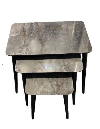 Satsbord-three set table- granit mörk grå