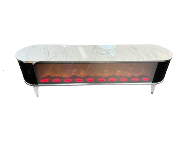 Tv bänk med brasa model 4