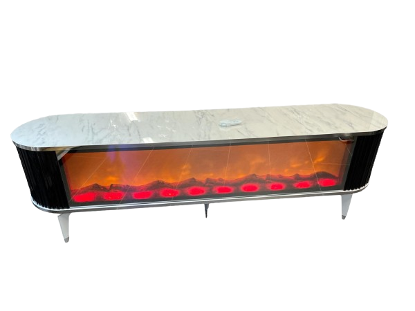 Tv bänk med brasa model 6