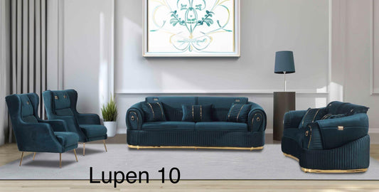 Soffa set Lupan 10, 3-2-1 med klädsel av tyg- grön